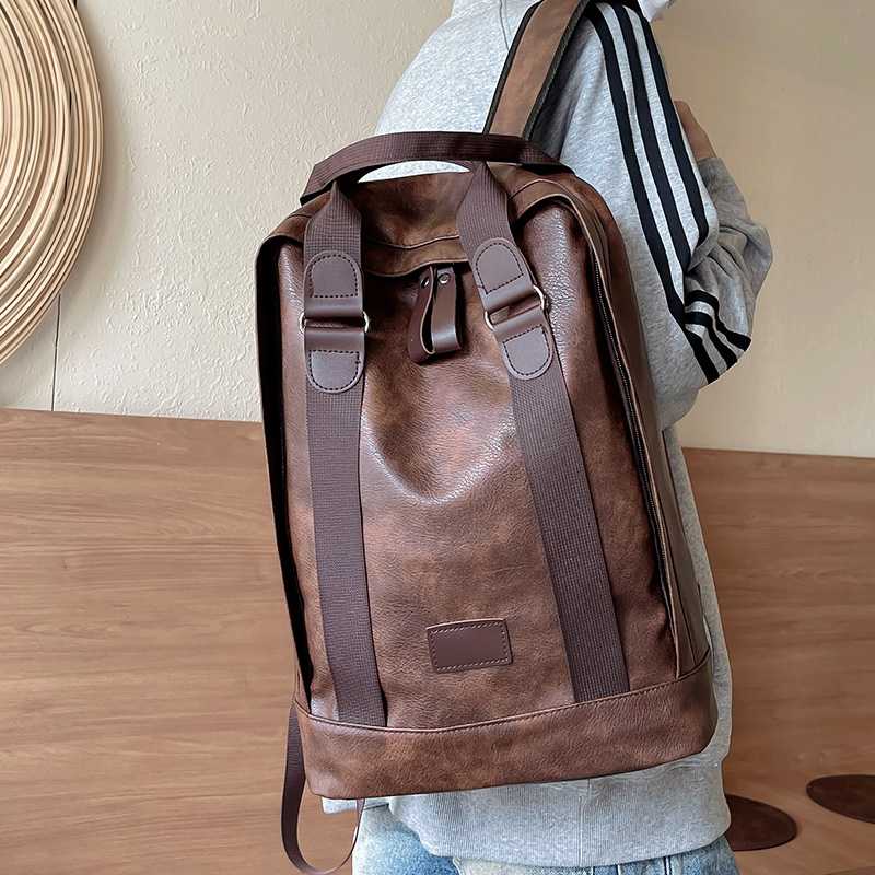 レザーリュック 男性用上質革製シンプル通勤リュックサック ビジネス