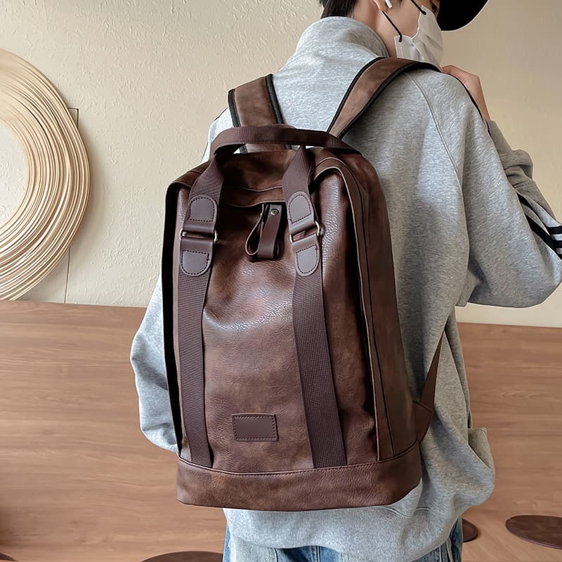 レザーリュック 男性用上質革製シンプル通勤リュックサック ビジネス