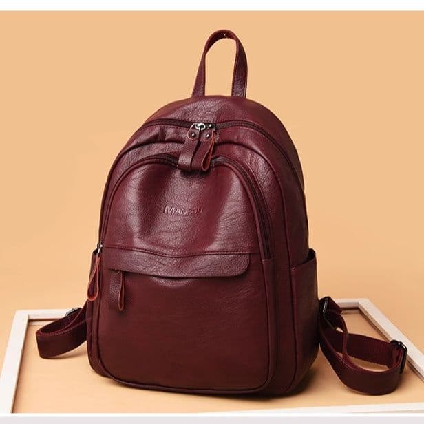 レザーリュック 大容量本革調多機能通学鞄黒色