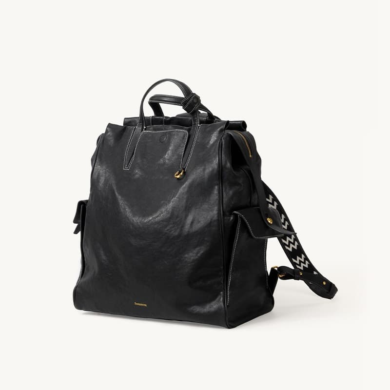 レザーリュック 本革巾着型大容量学生用 通学