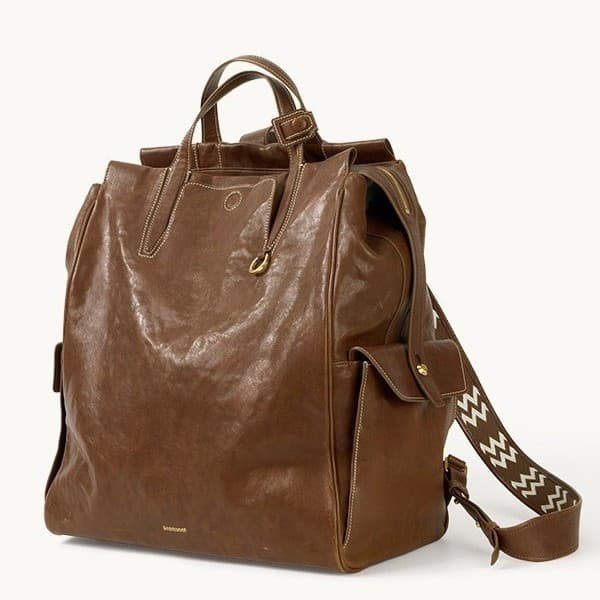 レザーリュック 本革巾着型大容量学生用 通学