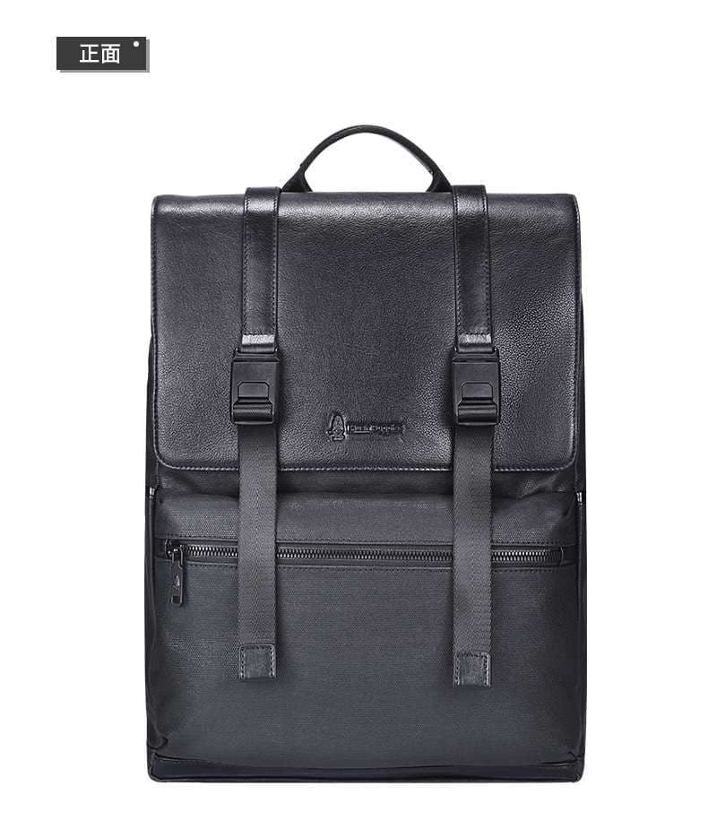 レザーリュック 高級黒革パソコンリュック フラップ式大容量バックパック ビジネス