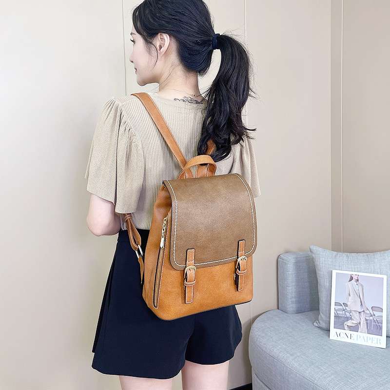 レザーリュック 二色使い本革リュック 通勤用レザー鞄 ビジネス