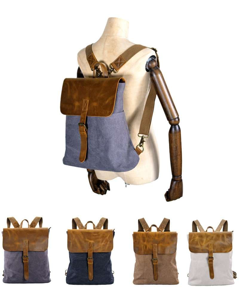 レザーリュック 本革帆布二色使い復古風パソコンリュック ビジネス