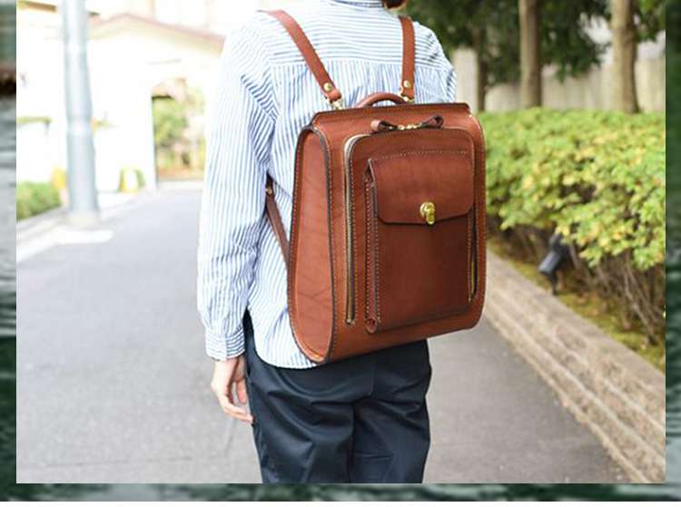 レザーリュック 本革多機能パソコン収納 ビジネス