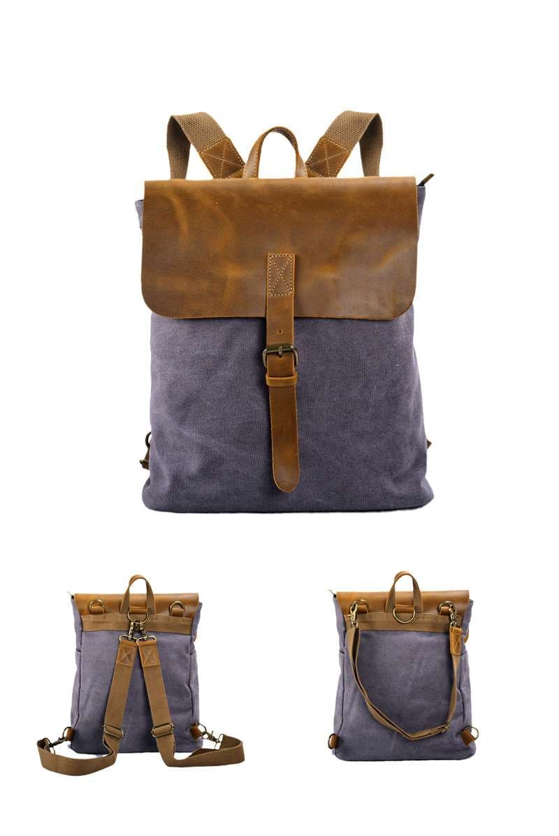 レザーリュック 本革帆布二色使い復古風パソコンリュック ビジネス