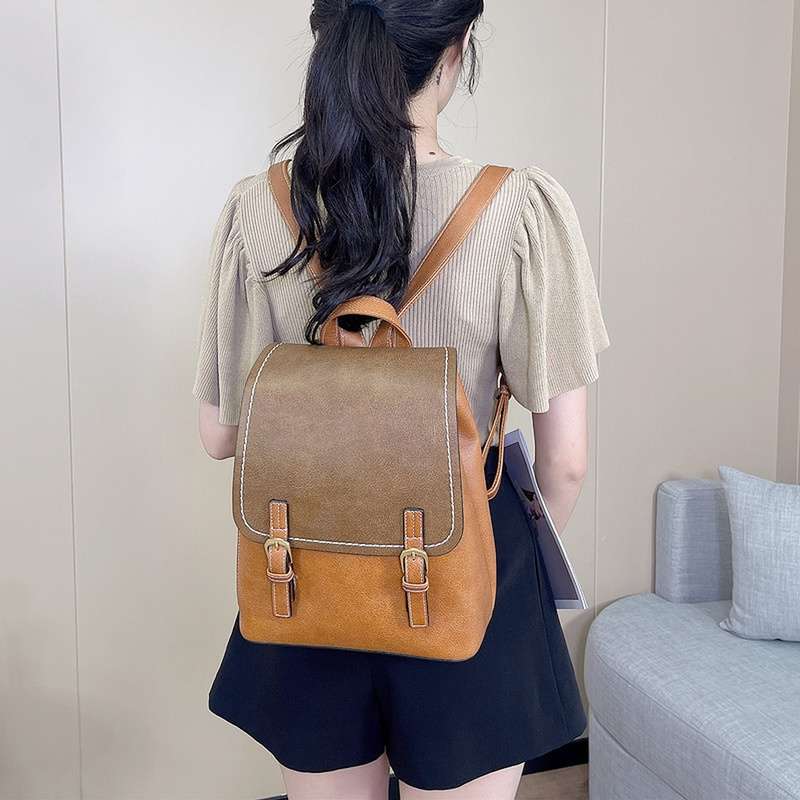 レザーリュック 二色使い本革リュック 通勤用レザー鞄 ビジネス