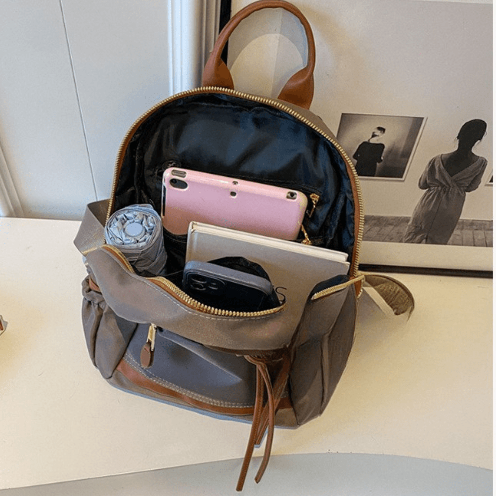 レザーリュック 女性用上品本革装飾通勤背負鞄 ビジネス