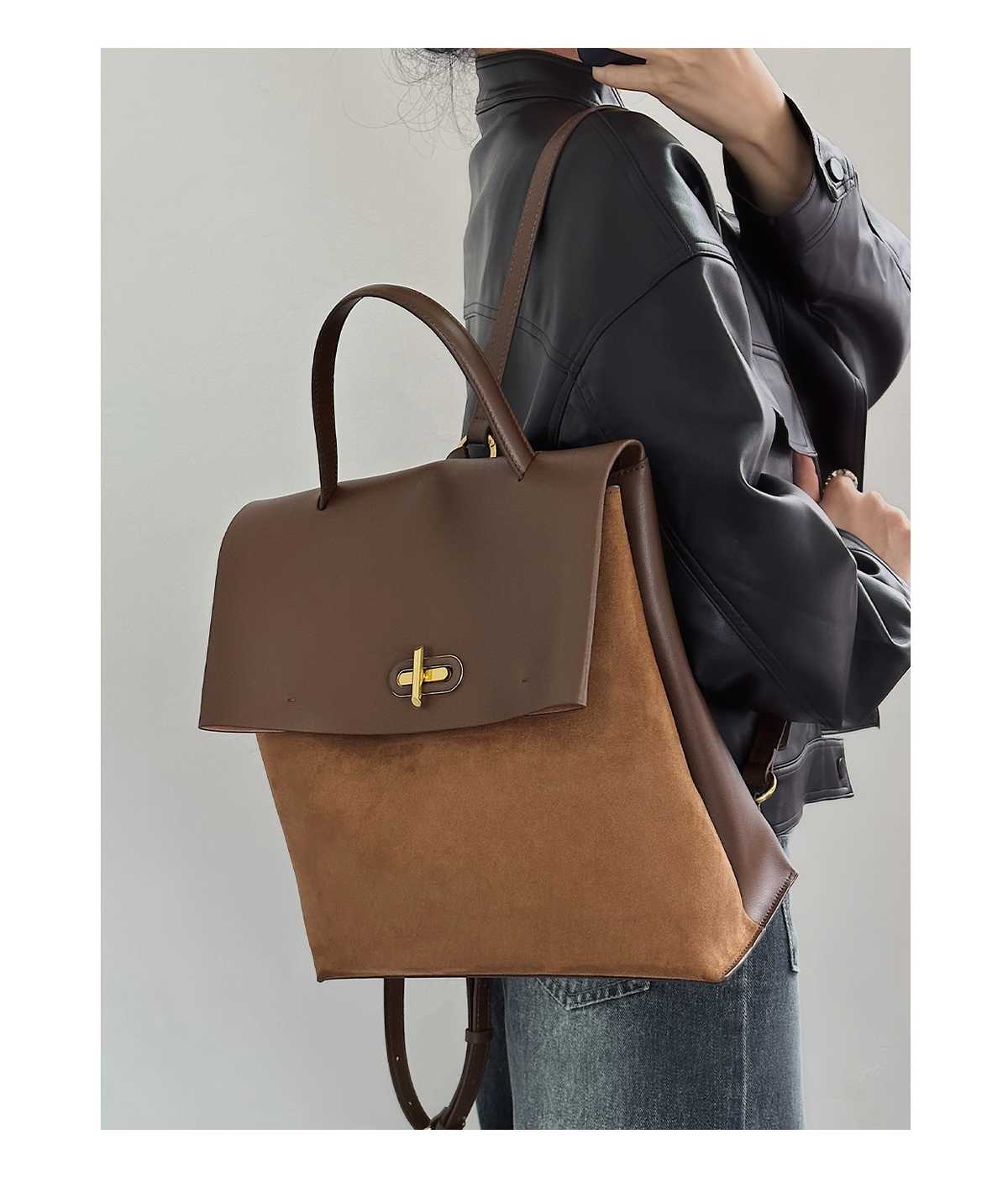 レザーリュック 女性用上質二層構造多機能 ビジネス