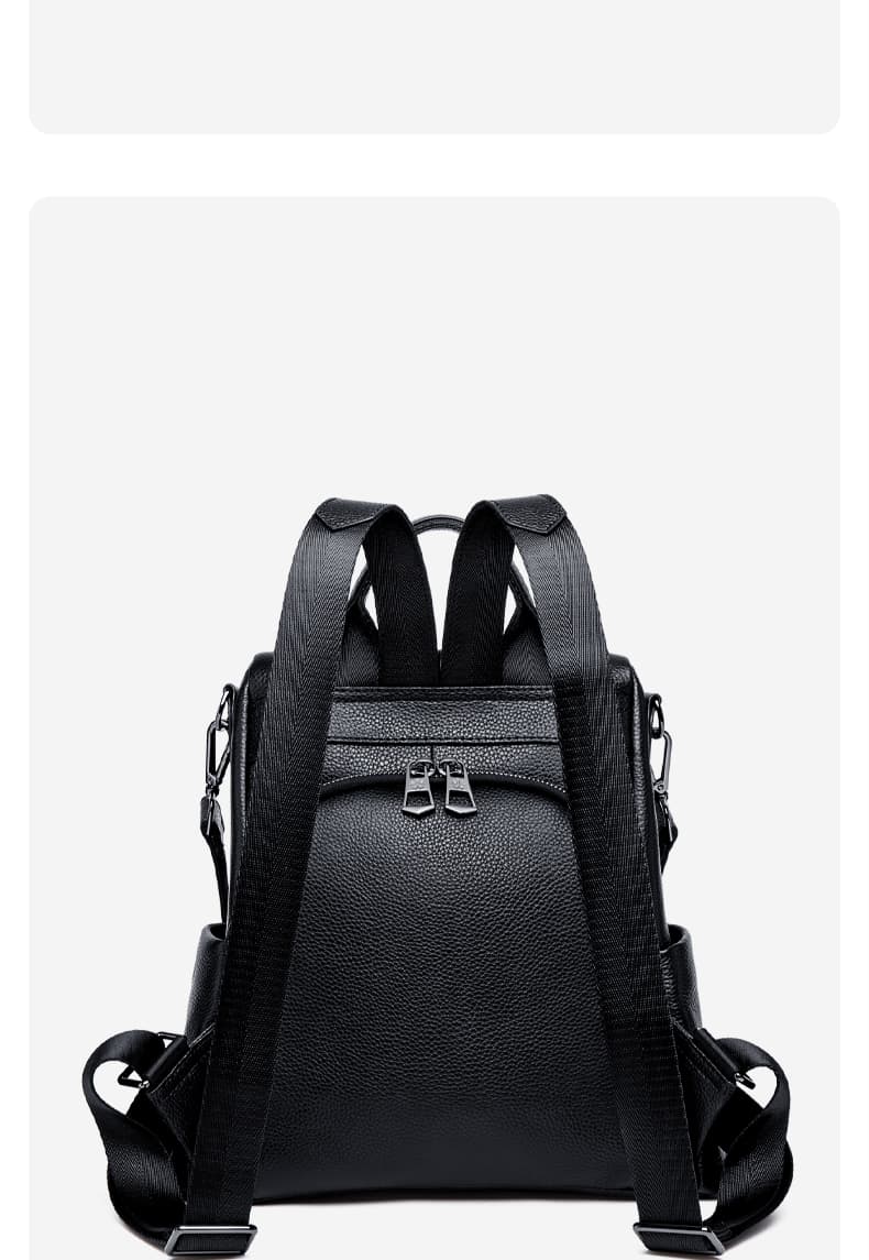 レザーリュック 女性用本革背負い鞄 高級感溢れる縦線装飾付き ビジネス