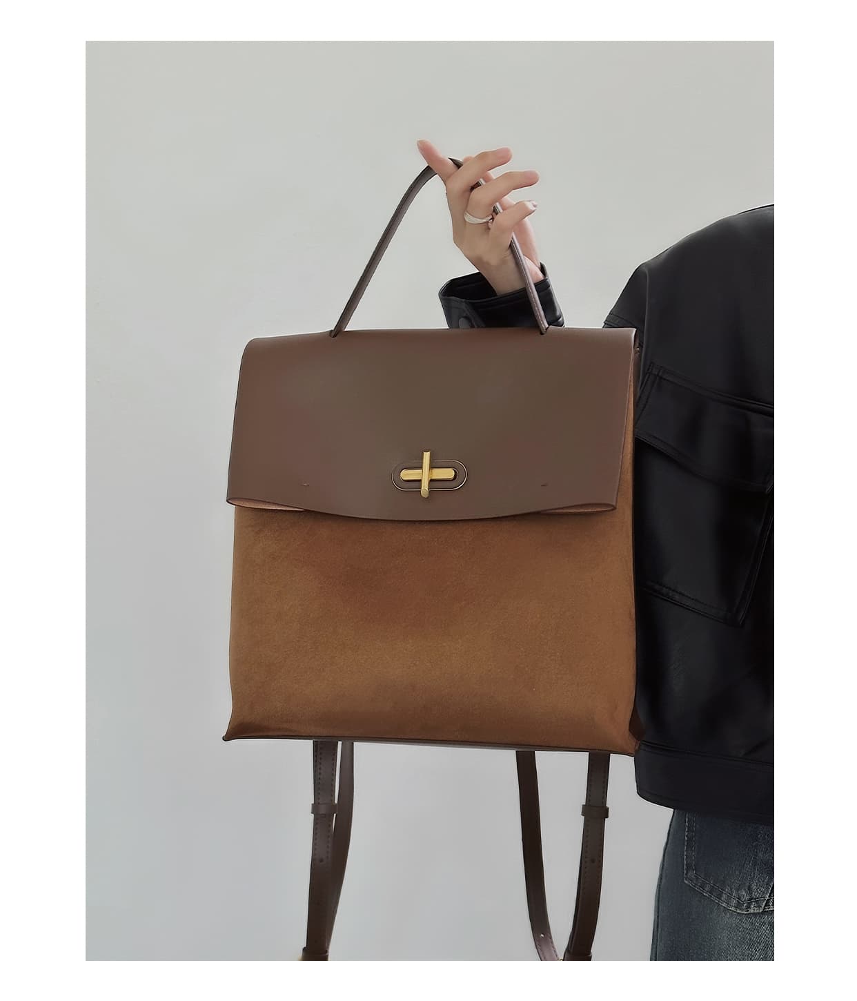 レザーリュック 女性用上質二層構造多機能 ビジネス