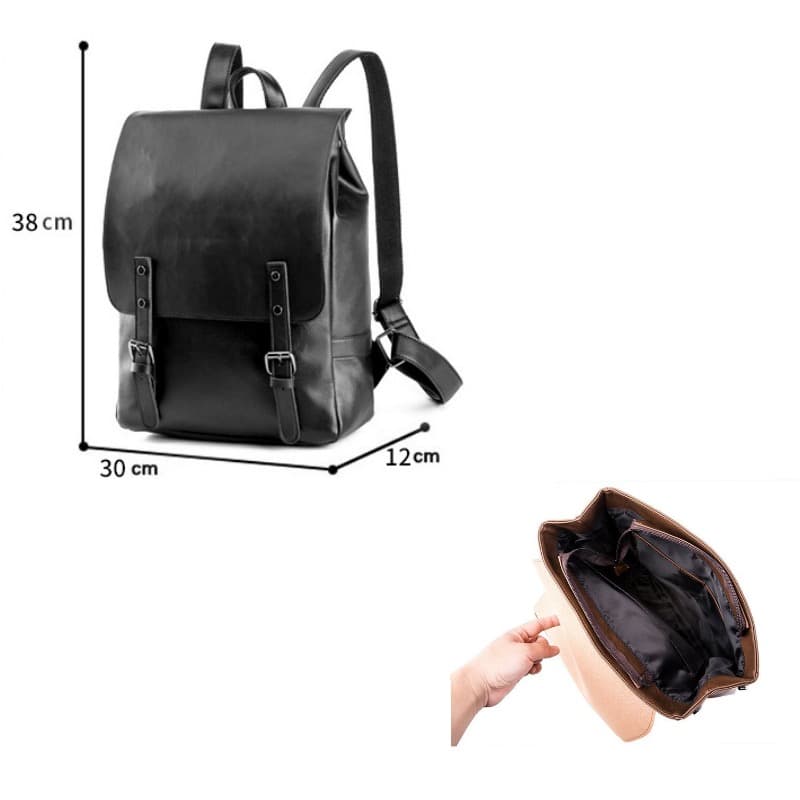 レザーリュック 男性用本革風スクエアリュックサック ビジネス