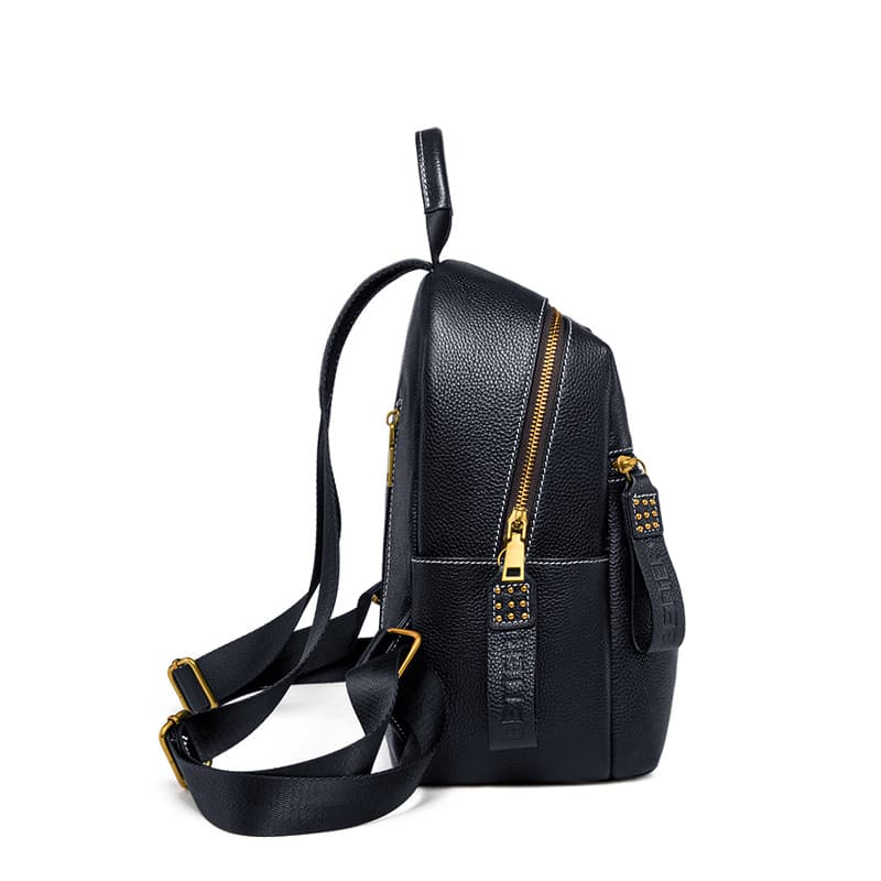 レザーリュック 本革二層式ファスナー　通学