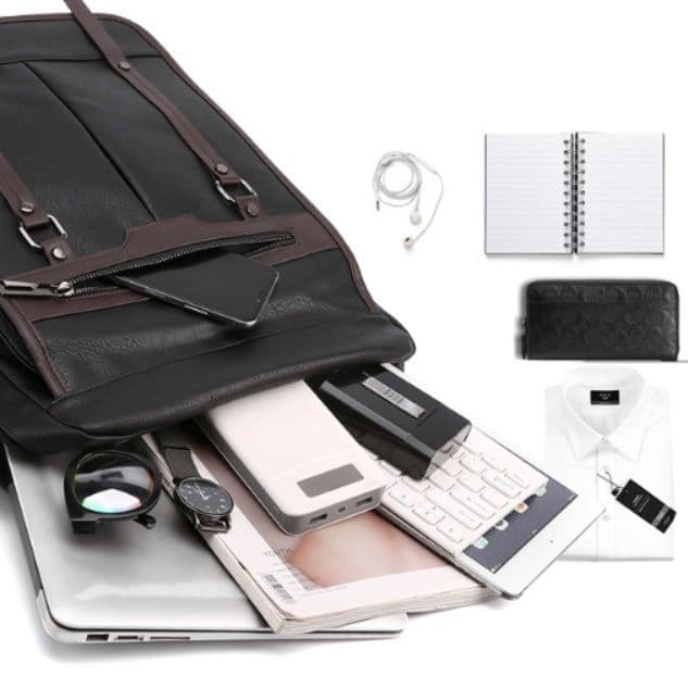 多機能スクエア　通学用PUレザーリュック