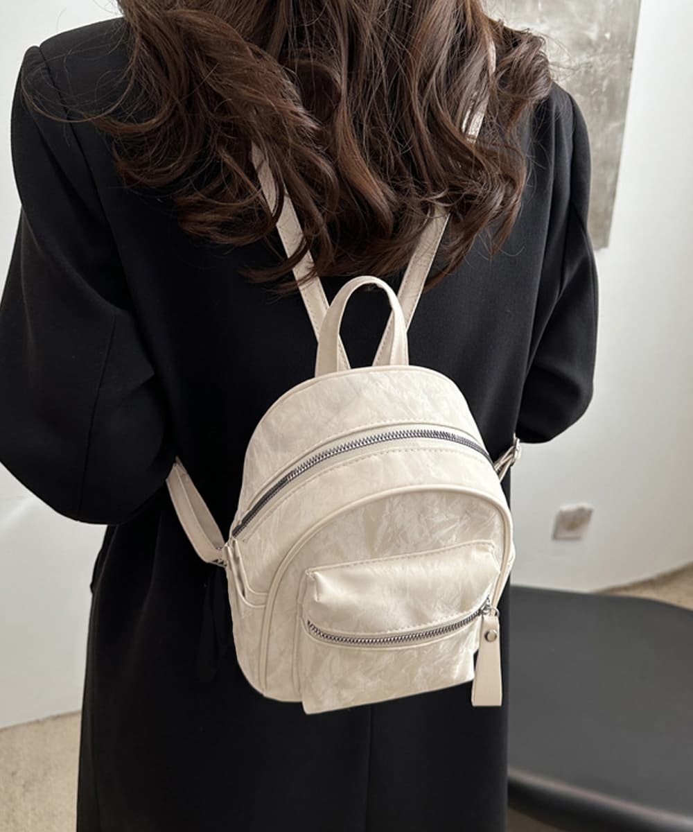 大理石柄レザーリュック ミニサイズ 黒