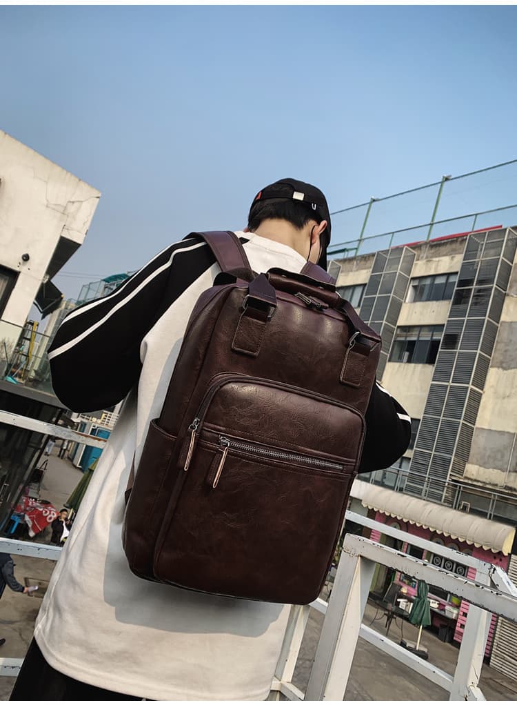 レザーリュック 大容量レザー調リュックサック 男女兼用 通勤通学対応 ビジネス