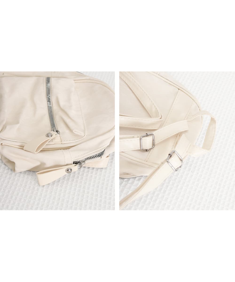 大理石柄レザーリュック ミニサイズ 黒