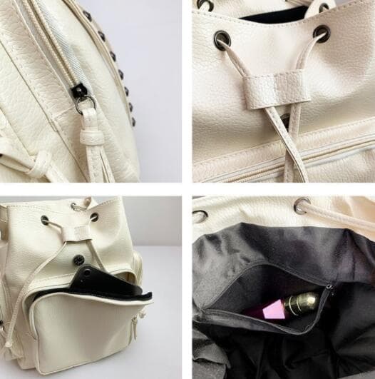 レザーリュック 十字架装飾黒大容量スタッズ付き 通学