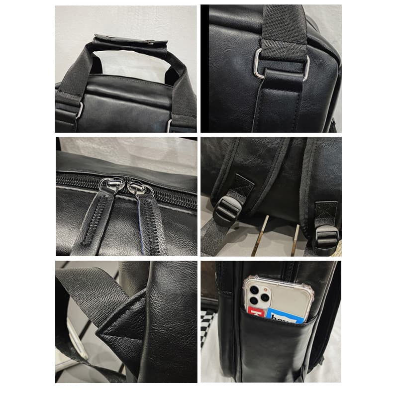 レザーリュック 大容量レザー調リュックサック 男女兼用 通勤通学対応 ビジネス