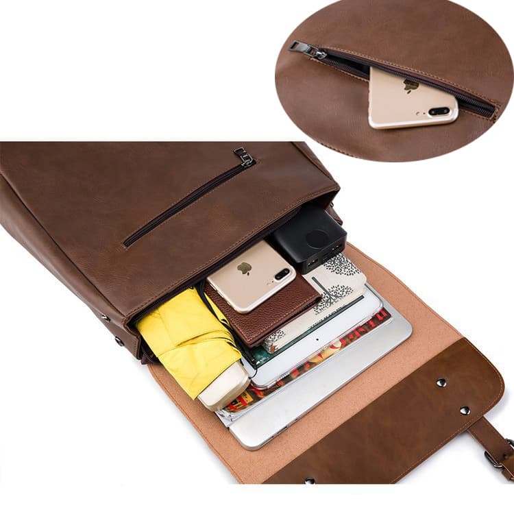 レザーリュック 男性用本革風スクエアリュックサック ビジネス