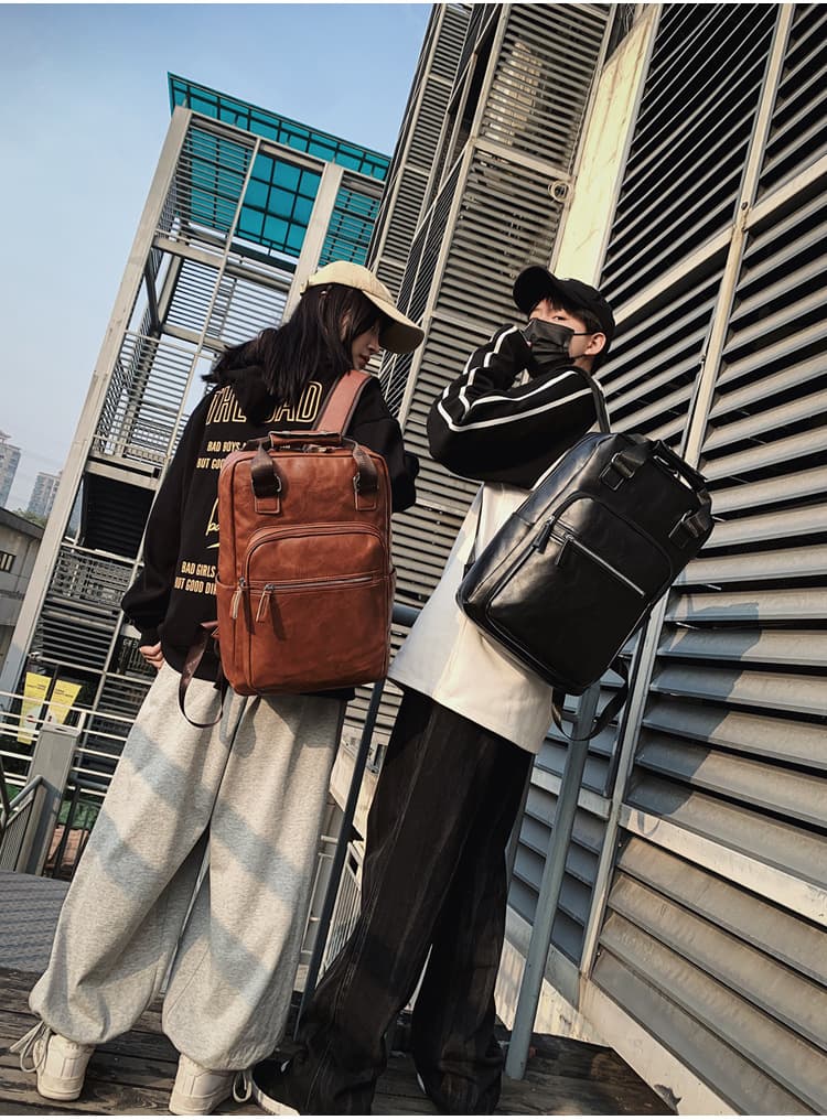 レザーリュック 大容量レザー調リュックサック 男女兼用 通勤通学対応 ビジネス