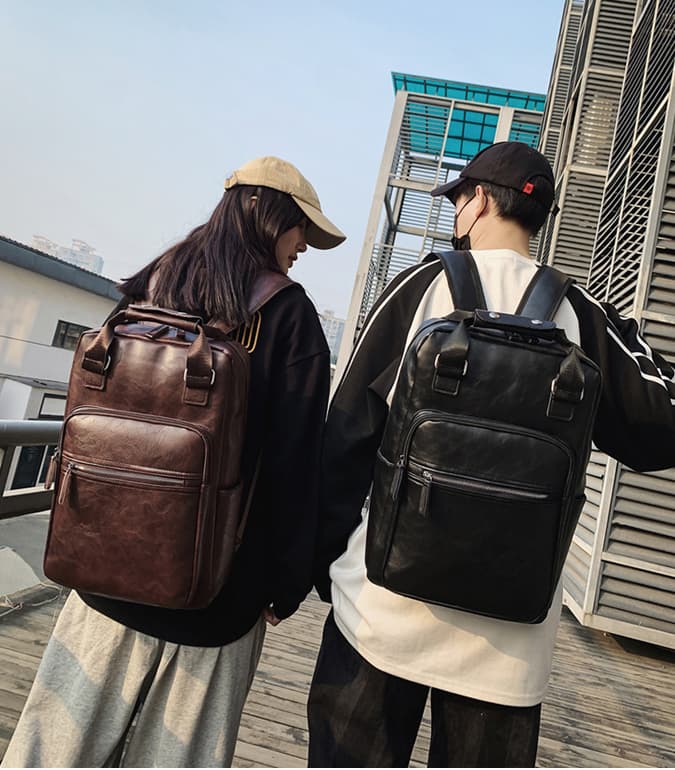 レザーリュック 大容量レザー調リュックサック 男女兼用 通勤通学対応 ビジネス