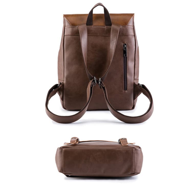 レザーリュック 男性用本革風スクエアリュックサック ビジネス