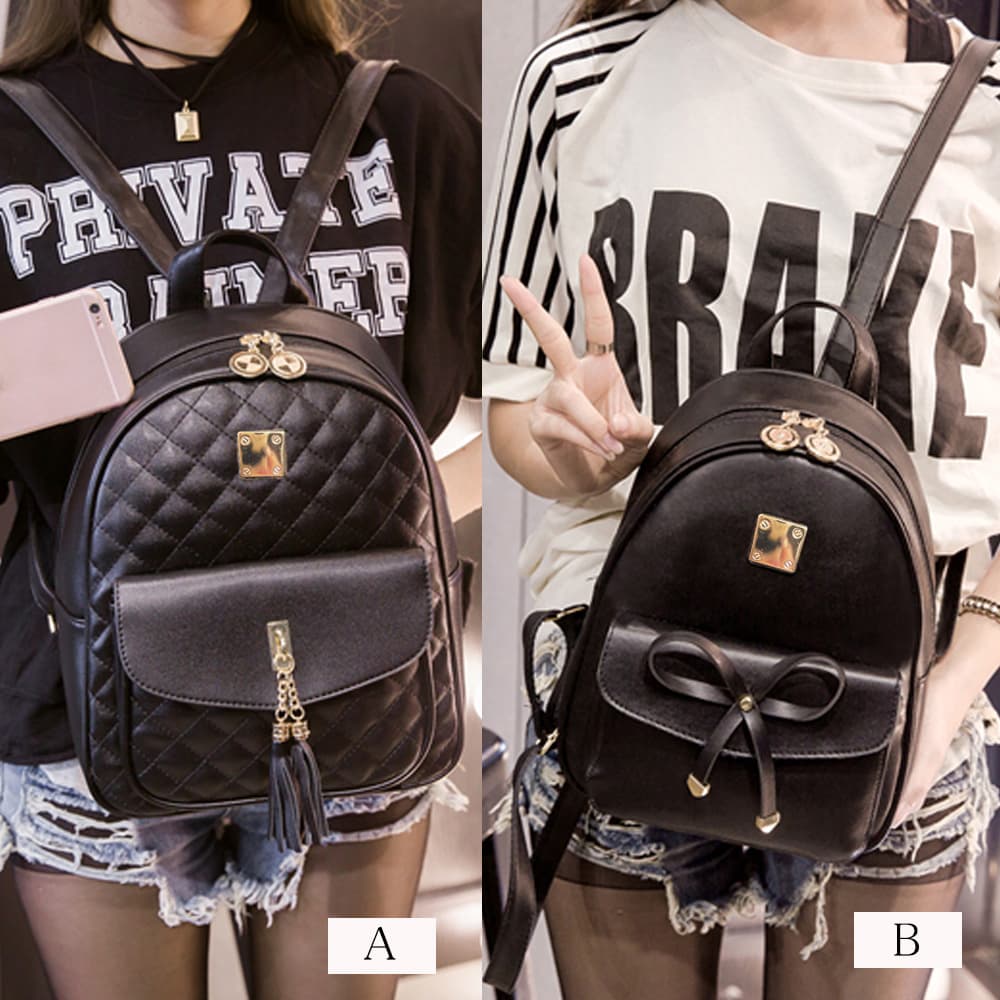 レディース レザーリュック タッセル付き キルティング柄