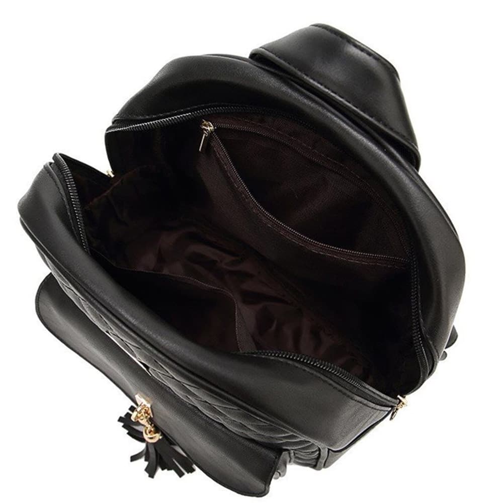 レディース レザーリュック タッセル付き キルティング柄