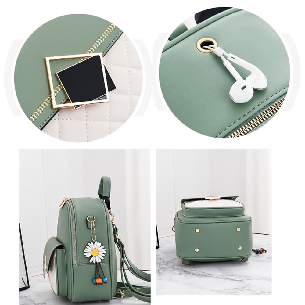 レザーリュック バイカラー配色レザーミニリュック三通り使い