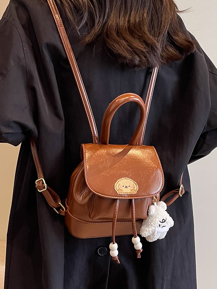 レザーリュック 小ぶりな合成皮革二通りミニリュック 通学