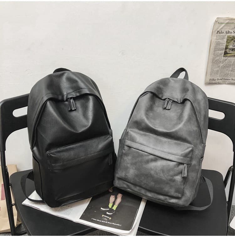 レザーリュック 男性用革製鞄 都市型洗練黒色通勤用背負い鞄 ビジネス
