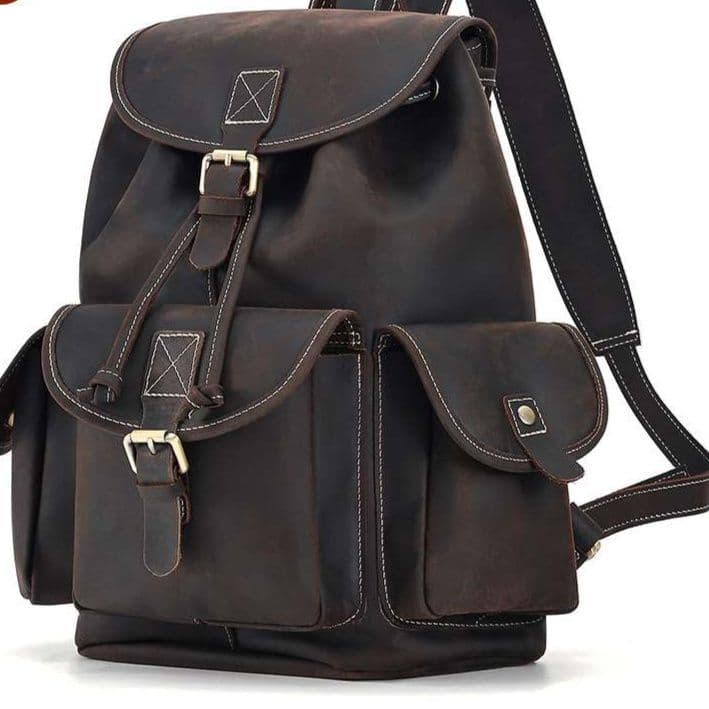 レザーリュック 職人仕上げ本革多機能ポケット付き男性用リュック ビジネス