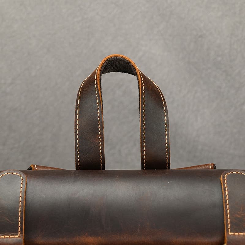 レザーリュック 職人手作り本革背負い鞄 重厚感溢れるダークブラウン