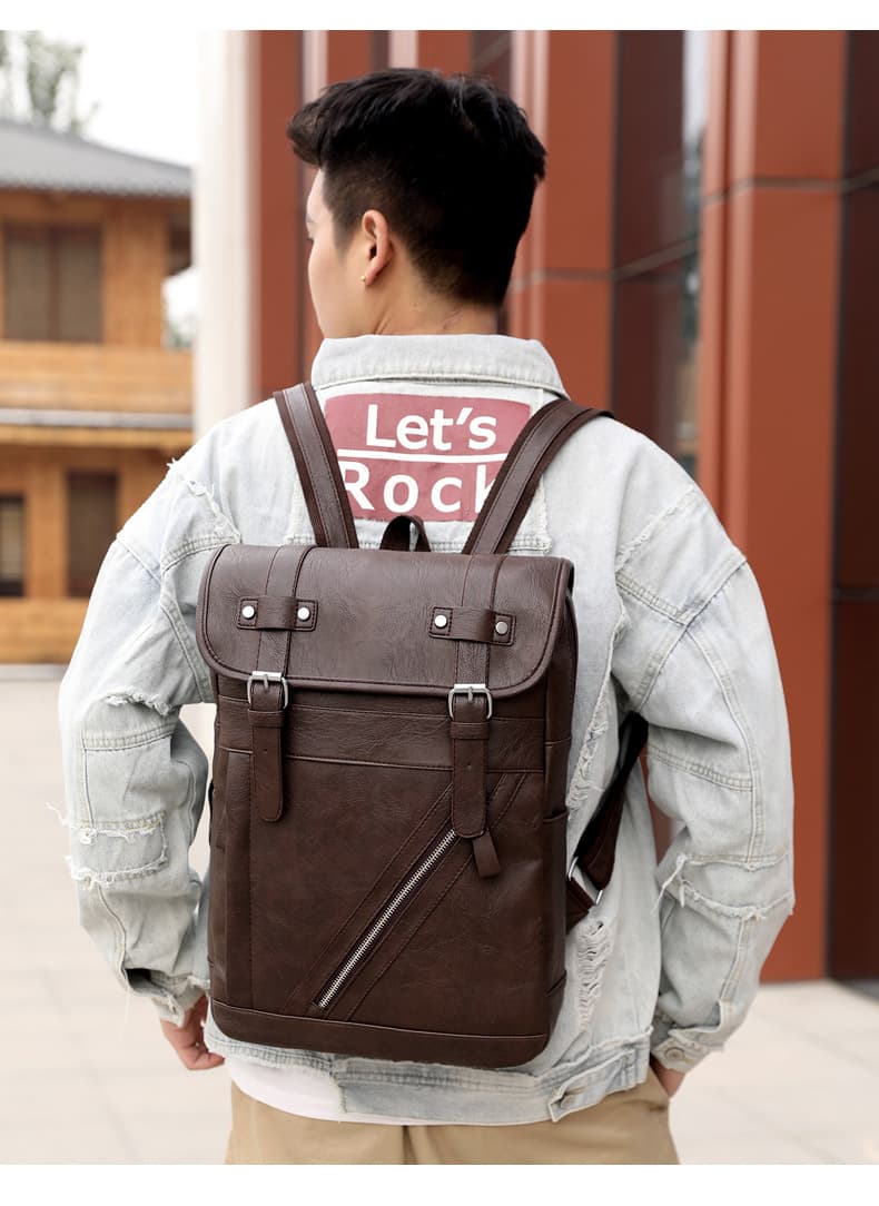 レザーリュック 男性用革製 復古風上質本革 ビジネス