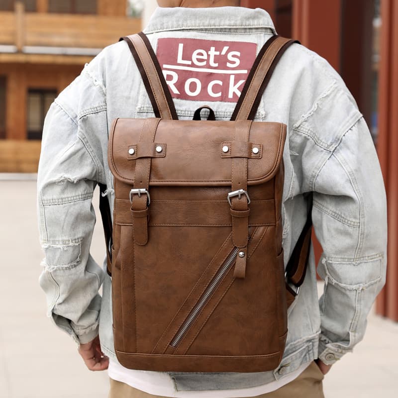 レザーリュック 男性用革製 復古風上質本革 ビジネス