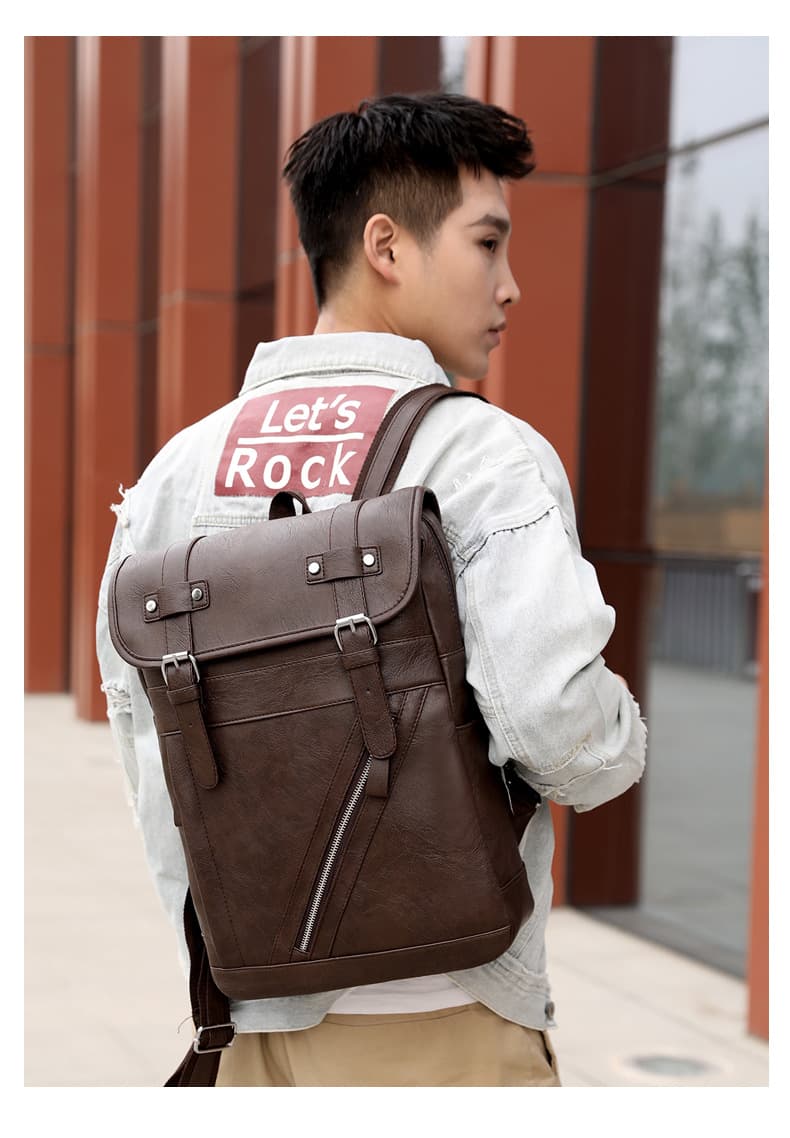 レザーリュック 男性用革製 復古風上質本革 ビジネス