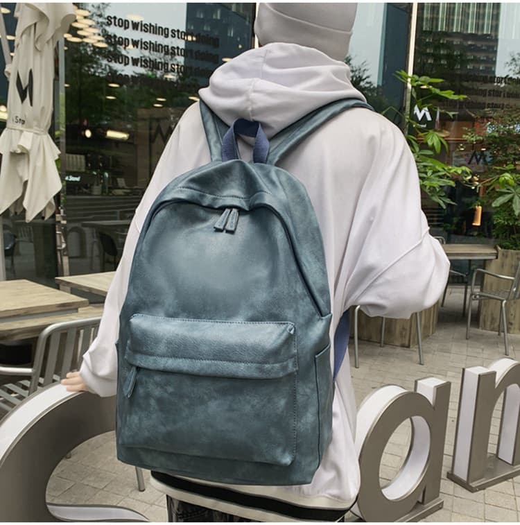 レザーリュック 男性用革製鞄 都市型洗練黒色通勤用背負い鞄 ビジネス