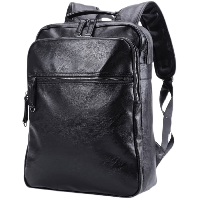 レザーリュック 本革黒色大容量 男性用四角型 ビジネス