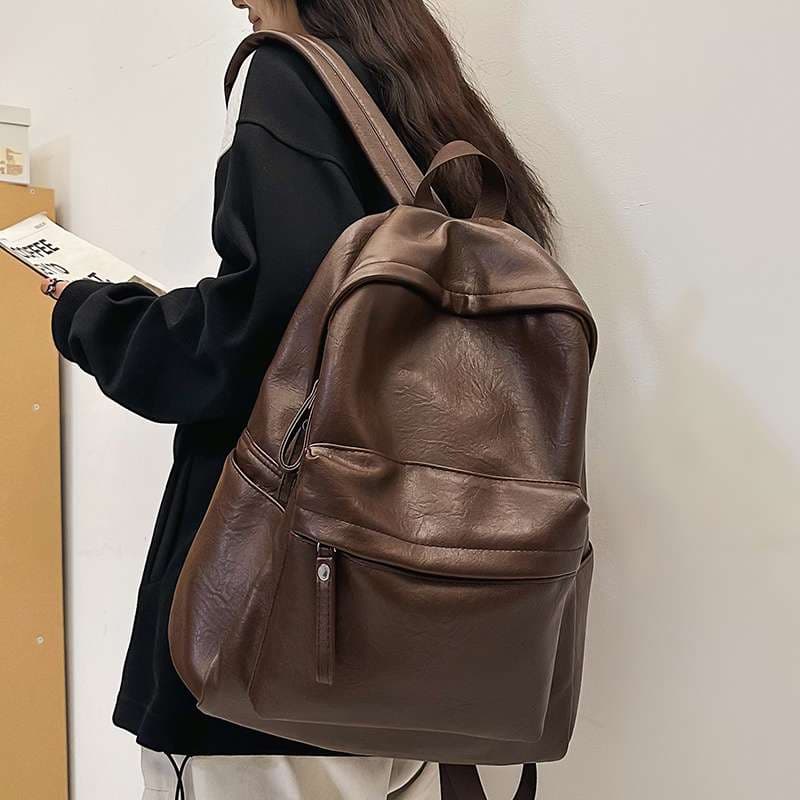 レザーリュック 防水大容量シンプルデザイン 通学