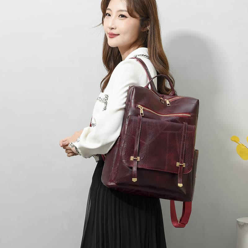 レザーリュック 防水本革調多機能 ビジネス